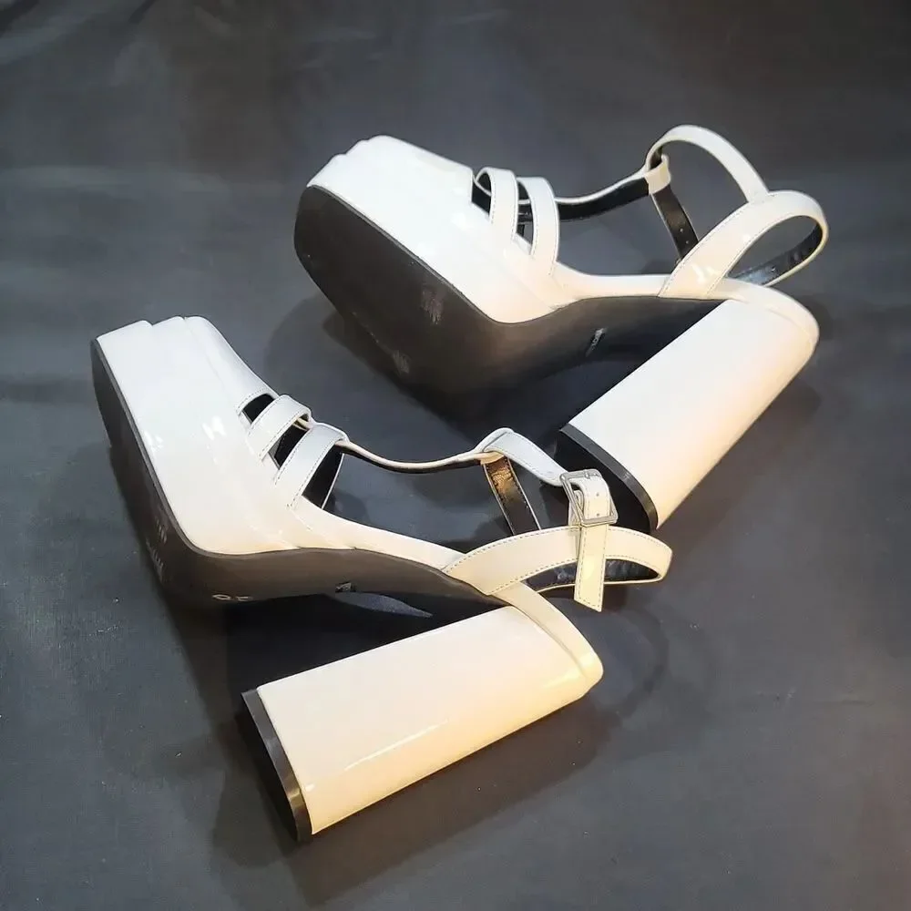 BRAND NEW SOUL PRINCESS PLAIN PLATFORM ANKLE CURVE WIDE HIGH HEEL SANDAL S2